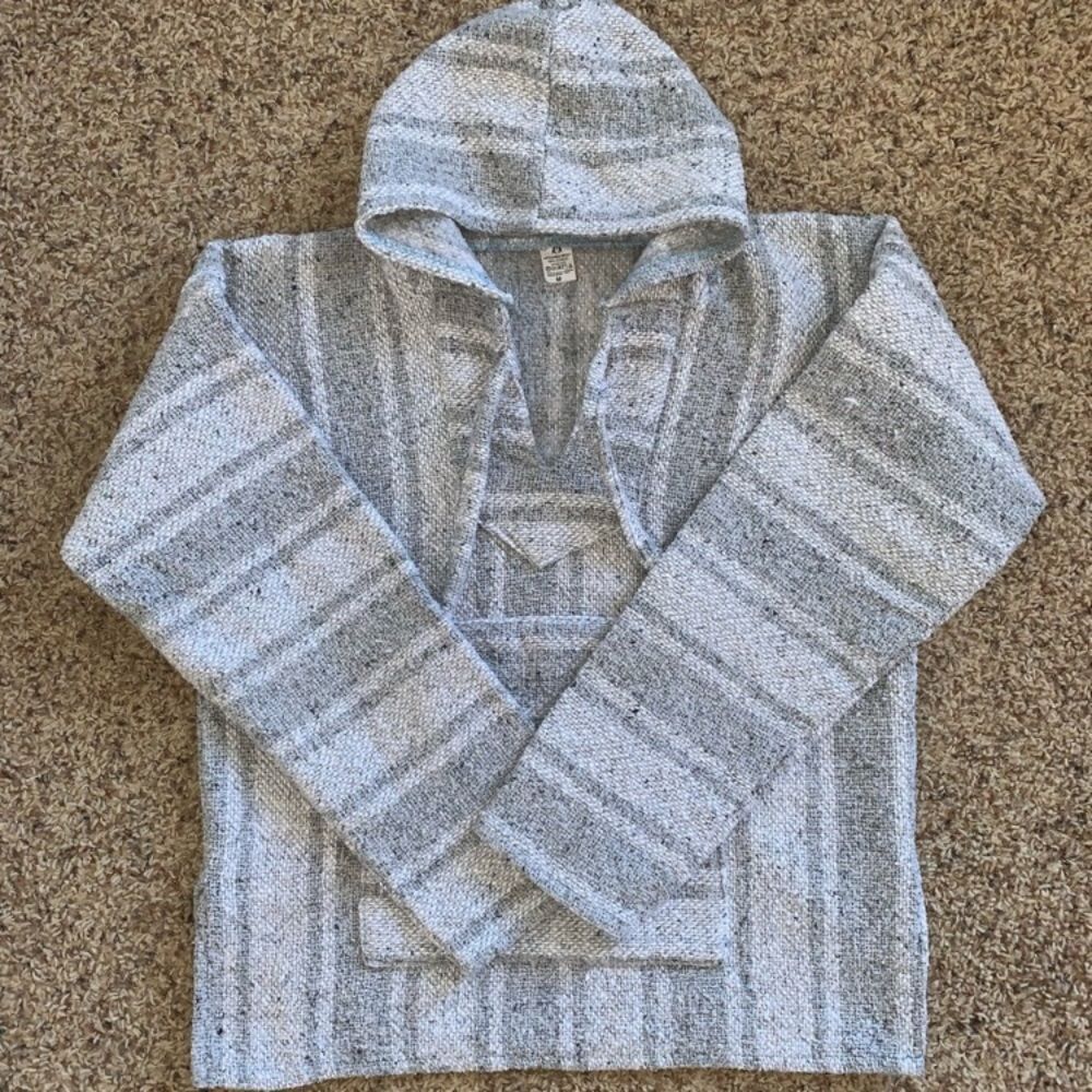 Baja gray and white hoodie sweater sweatshirt jacket, size M